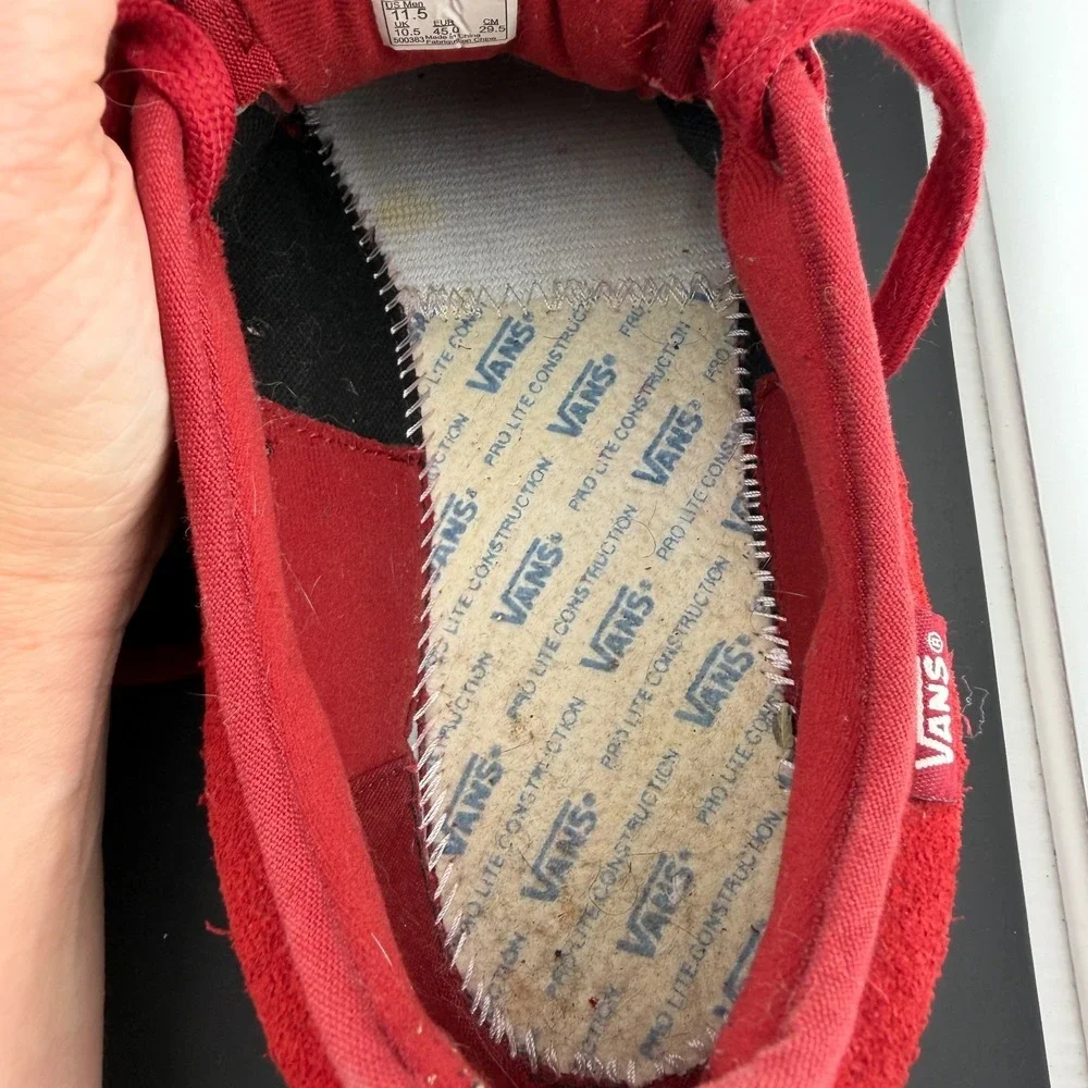 Vans Chukka Low Pro Men 11.5 Skateboard Shoes Red Suede Lace Up Athletic Sneaker